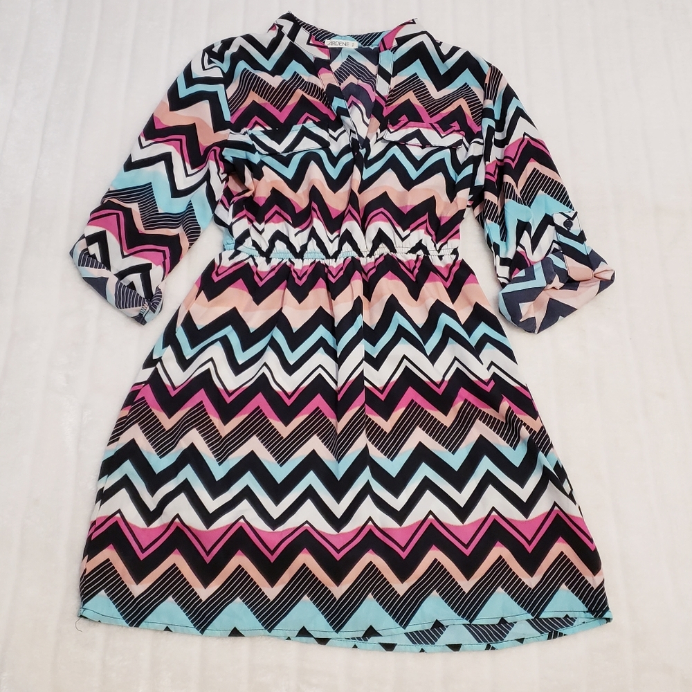 Ardene Chevron Print Shirt Style Dress